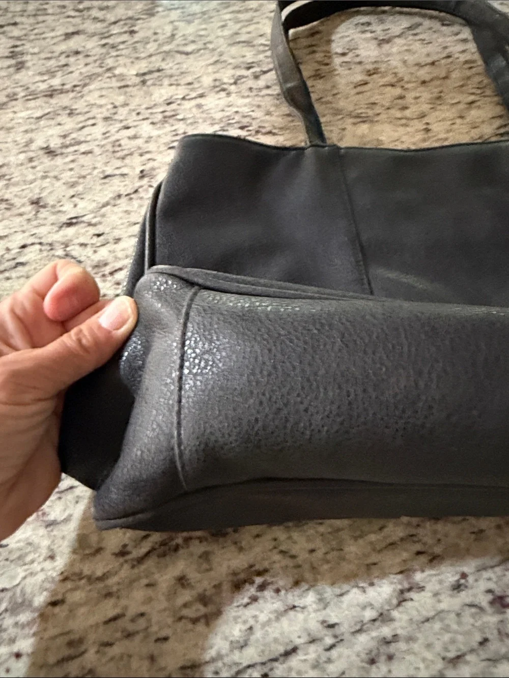 Everyday Black Leather Tote Bag with Sturdy Straps